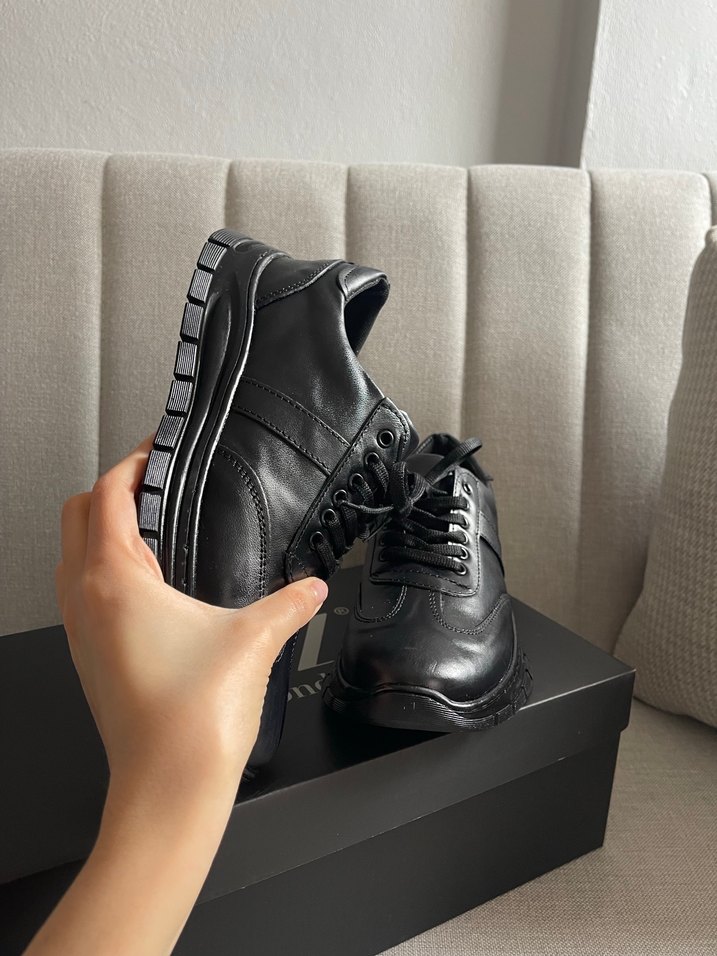 Siyah Bağcıklı kadın  Günlük Ayakkabı - Görsel 3