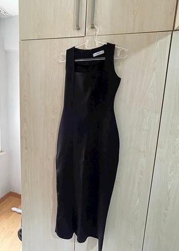 Kare Yaka Siyah Kadın kalem elbise - Görsel 4