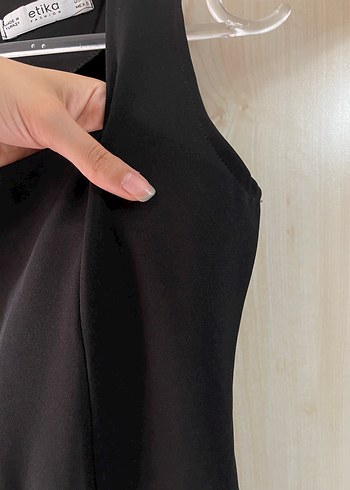 Kare Yaka Siyah Kadın kalem elbise - Görsel 5