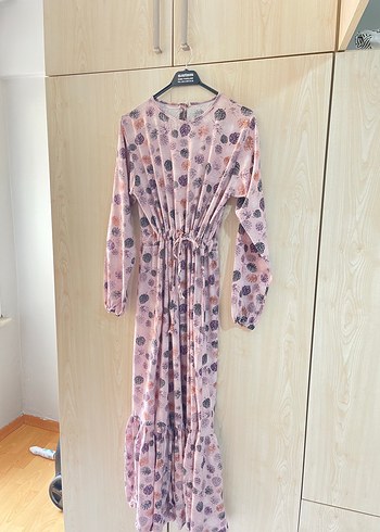 Pembe Bohem Uzun Kollu Piliseli Elbise - Görsel 3