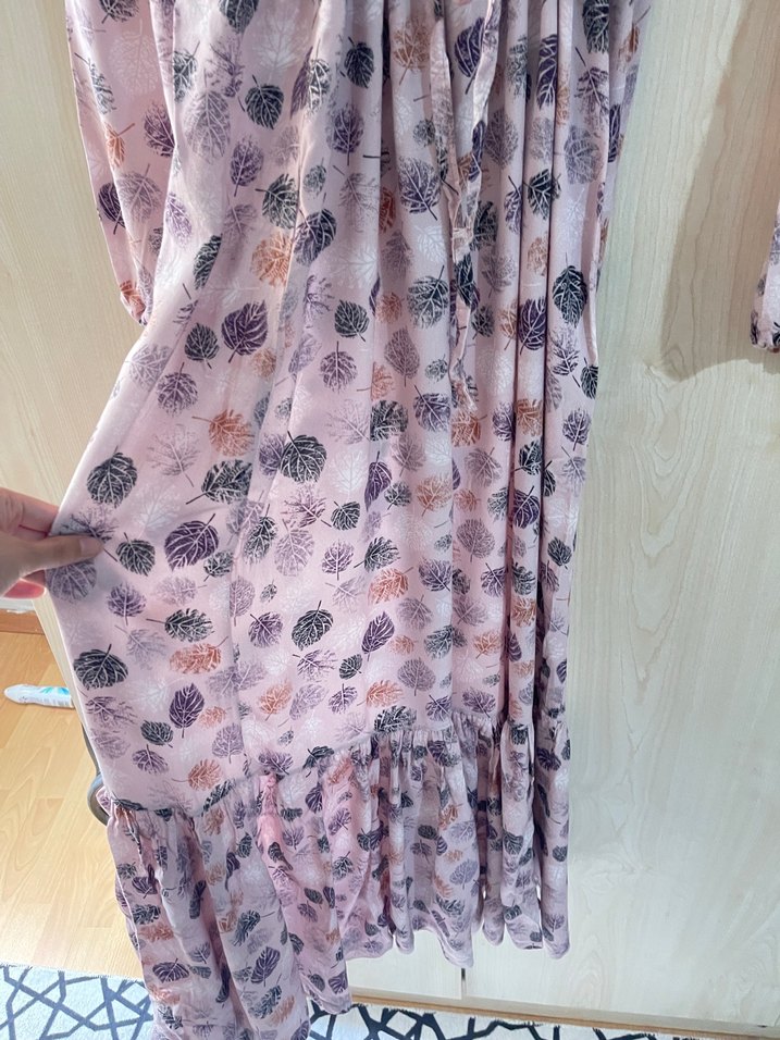 Pembe Bohem Uzun Kollu Piliseli Elbise - Görsel 4