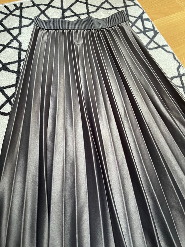 Gri Pilili Uzun Kadın Etek - Görsel 2