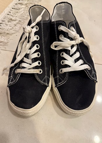 Siyah Bağcıklı erkek bez Ayakkabı - Görsel 3