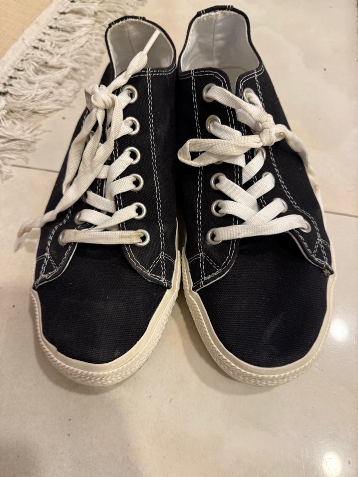 Siyah Bağcıklı erkek bez Ayakkabı - Görsel 3