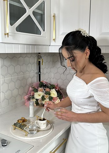 Trendyol & Milla Beyaz Midi Abiye Elbise