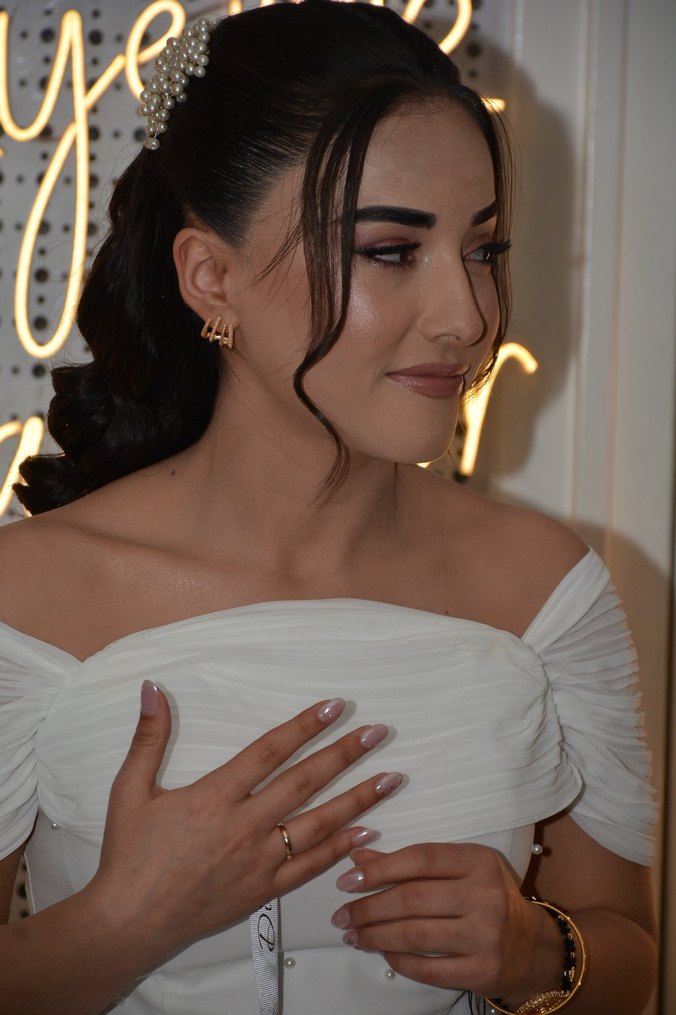 Beyaz Midi Abiye Elbise - Görsel 2