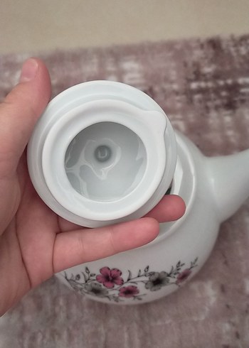 Beden beyaz Renk Beyaz Çiçek Desenli Porselen Demlik