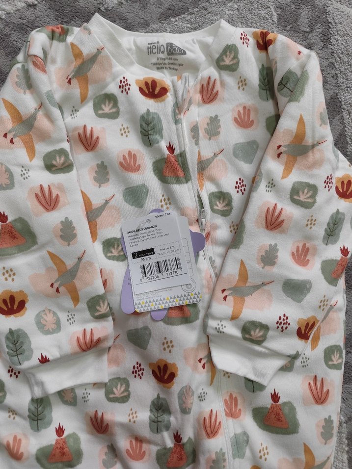 Etiketli HelloBaby Unisex Baskılı Pamuk Uyku Tulumu - Görsel 2