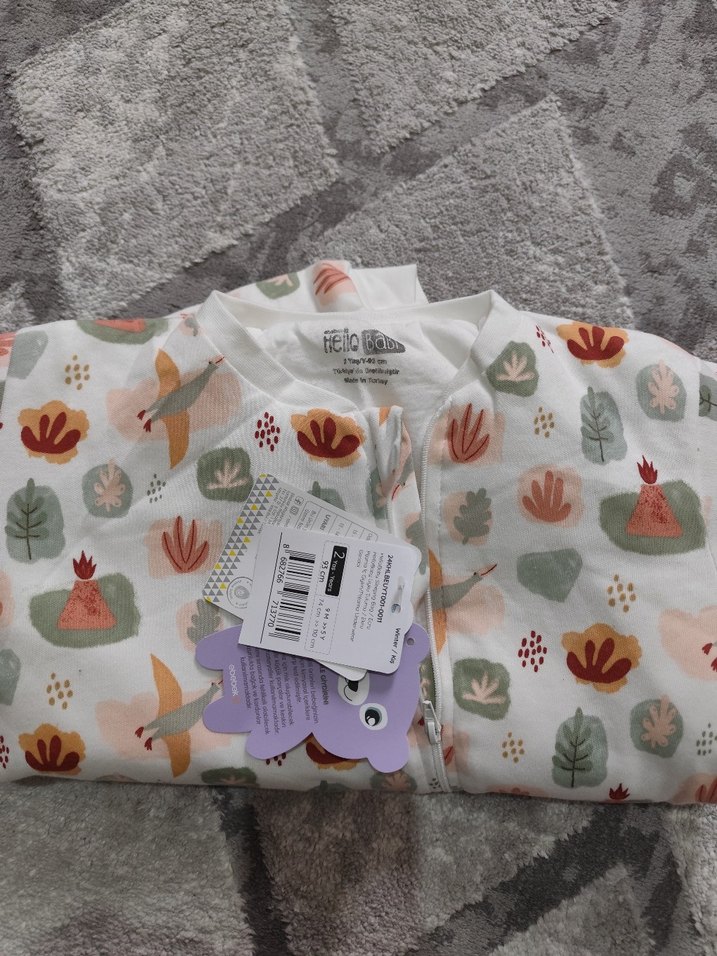 Etiketli HelloBaby Unisex Baskılı Pamuk Uyku Tulumu - Görsel 3