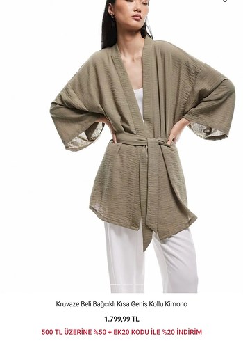 Koton Haki Kruvaze Kimono Rahat Ve Sik