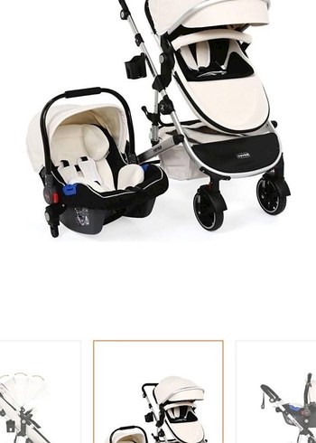 Beyaz Çok Fonksiyonlu Bebek Arabası - Görsel 2