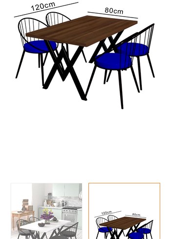 Beyaz Baskılı Çağdaş Yemek Masası - Görsel 2