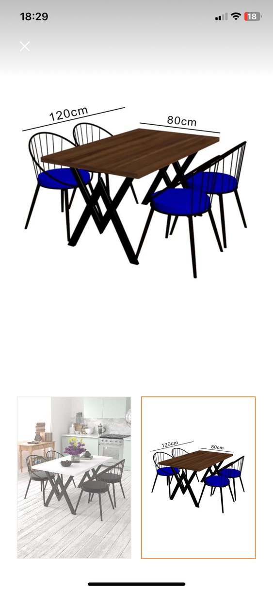 Beyaz Baskılı Çağdaş Yemek Masası - Görsel 2