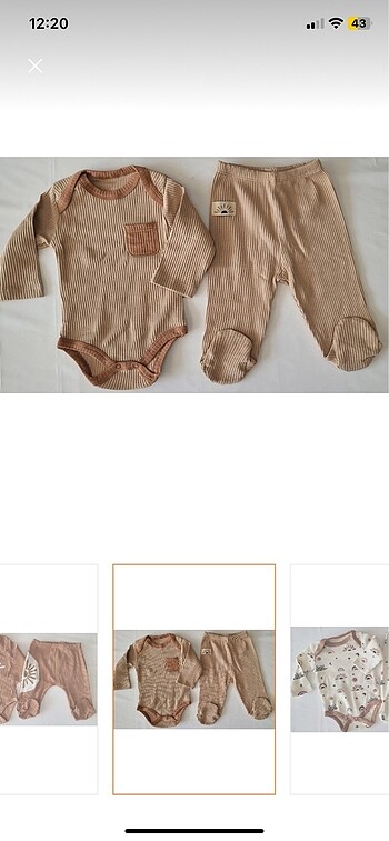 3 Ay Beden kahverengi Renk Güneş baskılı Unisex Bebek alt üst takım