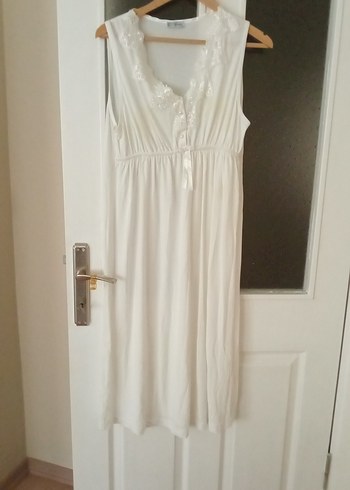 Beyaz Hamile ve Emzirme Gecelik Midi Boy - Görsel 3