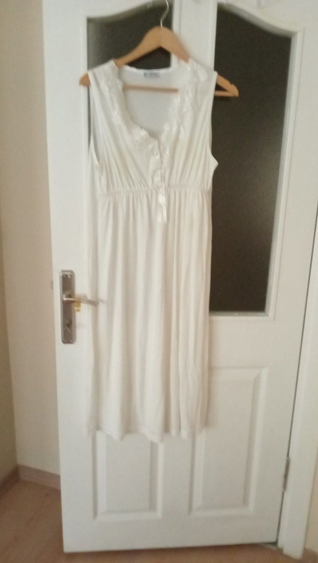 Beyaz Hamile ve Emzirme Gecelik Midi Boy - Görsel 2