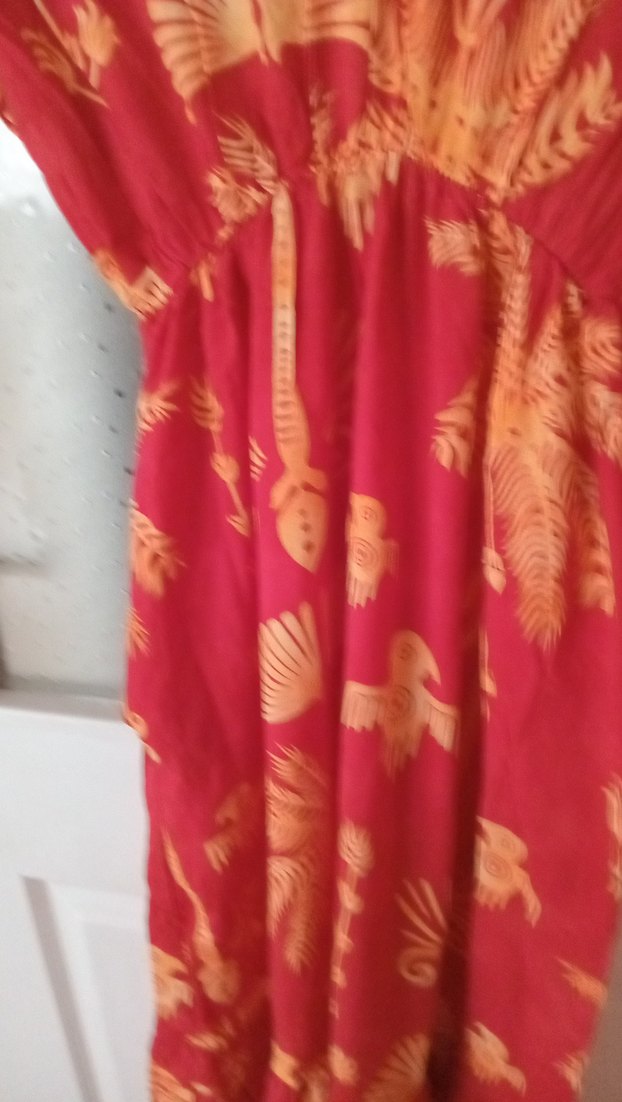 Kırmızı V Yaka Uzun Bohem Elbise - Görsel 5