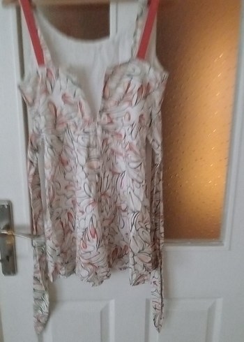 Bej Desenli Straplez Hamile Mini Tunik - Görsel 6