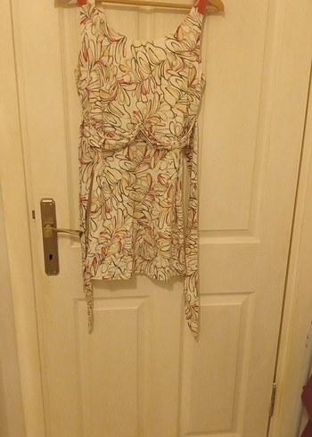 Bej Desenli Straplez Hamile Mini Tunik - Görsel 4