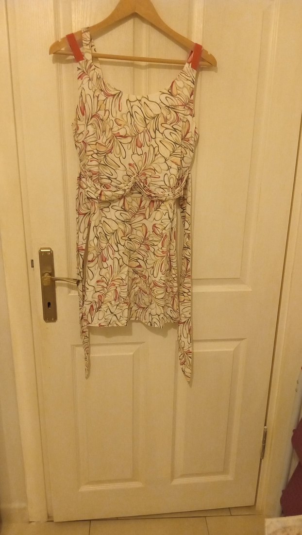 Bej Desenli Straplez Hamile Mini Tunik - Görsel 4