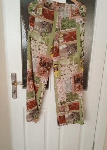 Bohem Çok Renkli Düğmeli Kadın Kumaş Pantolon - Görsel 2