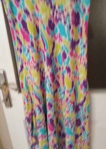 Renkli Batik Desenli Bohem Uzun Elbise - Görsel 4