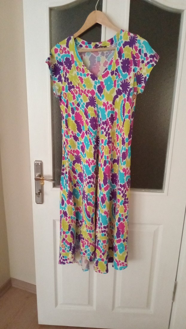 Renkli Batik Desenli Bohem Uzun Elbise - Görsel 2