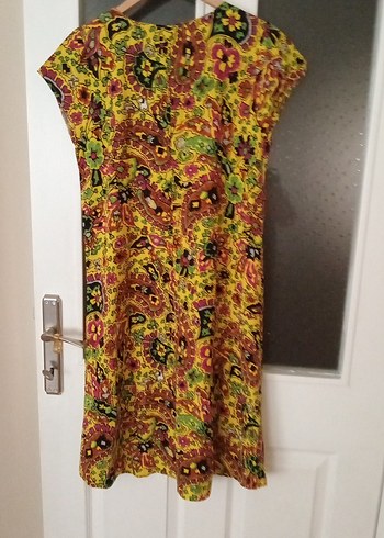 Renkli V Yaka Bohem Midi Elbise - Görsel 4