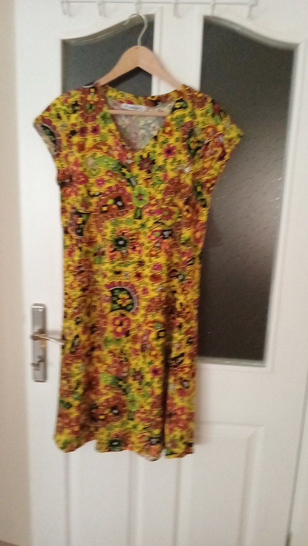 Renkli V Yaka Bohem Midi Elbise - Görsel 2