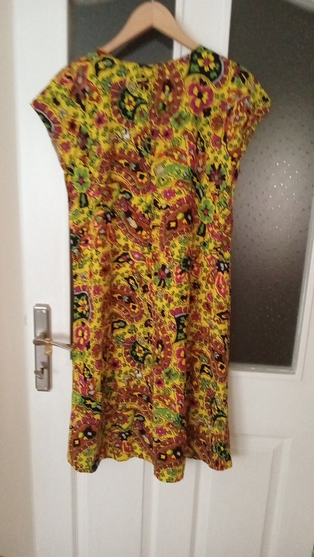 Renkli V Yaka Bohem Midi Elbise - Görsel 5