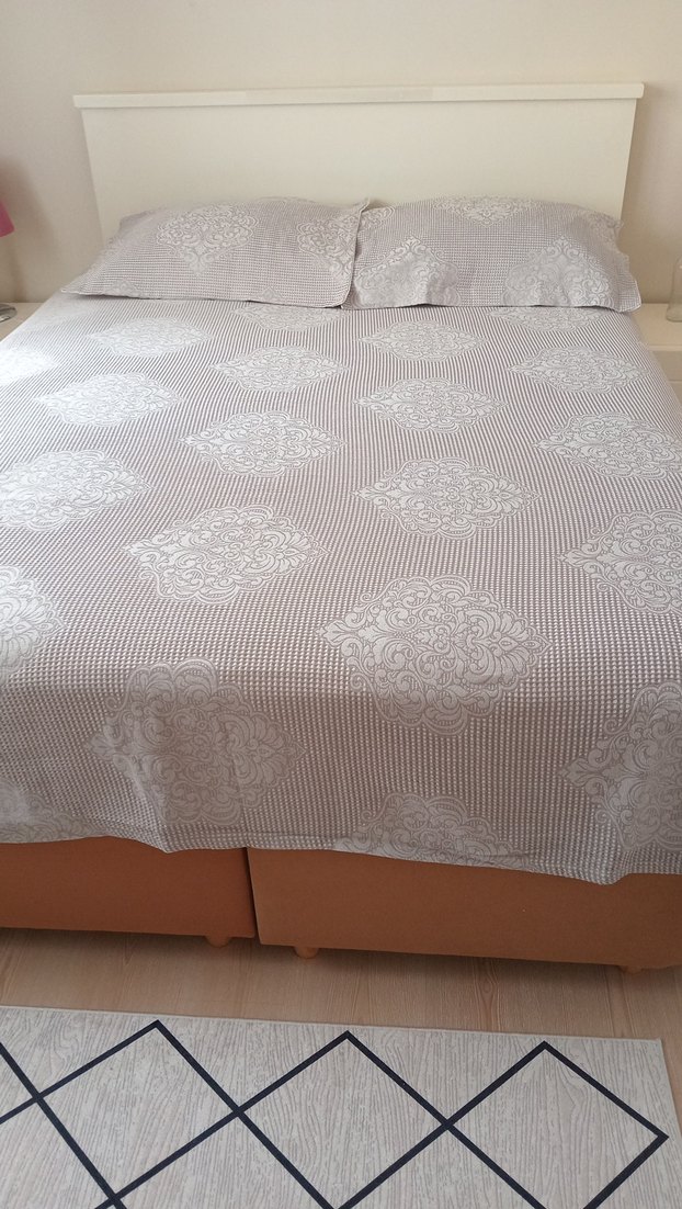 lila rengi Desenli cift kisilik pike Yatak Örtüsü - Görsel 2