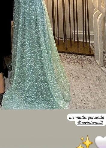 36 Beden yeşil Renk Romance Su yeşili nişan elbisesi