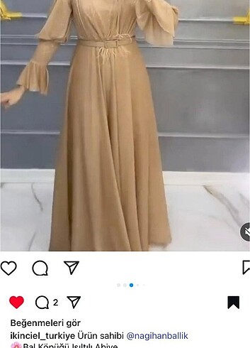 38 Beden camel Renk Krem ışıltılı abiye