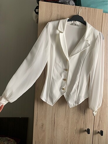 Şeffaf kol beyaz gömlek - Görsel 2