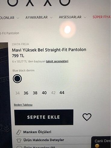36 Beden mavi Renk Kot pantolon
