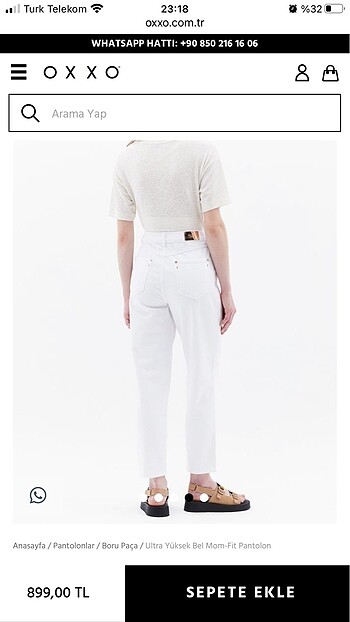42 Beden beyaz Renk Beyaz pantolon