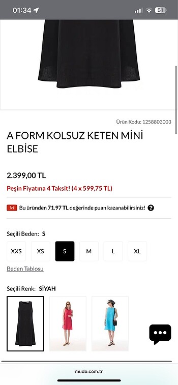m Beden Siyah elbise