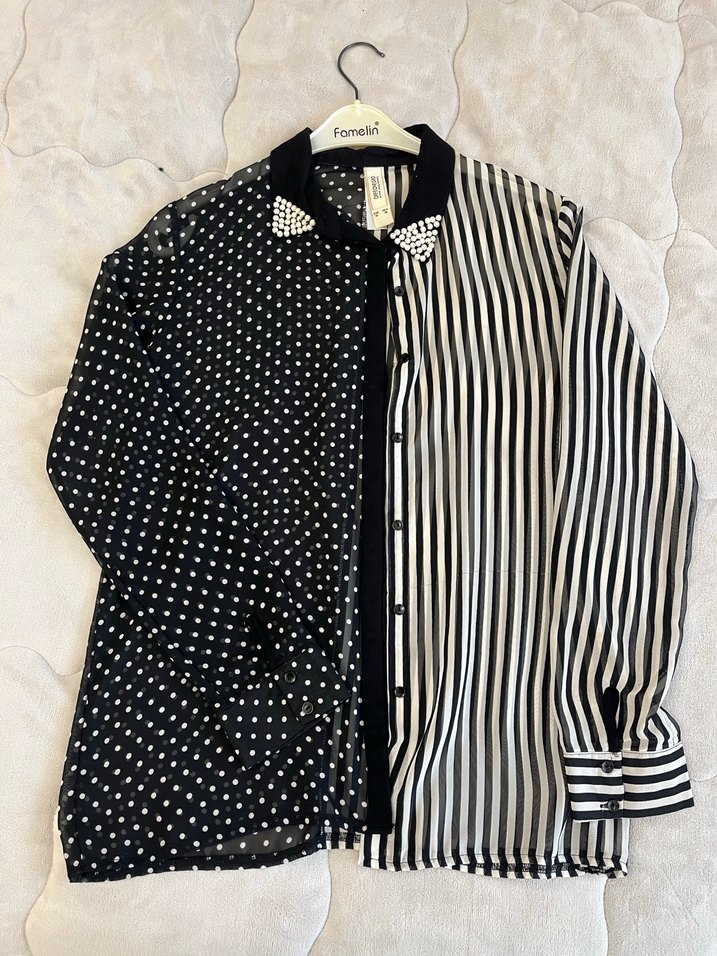 KADIN İNCİ YAKALI GÖMLEK - Görsel 2