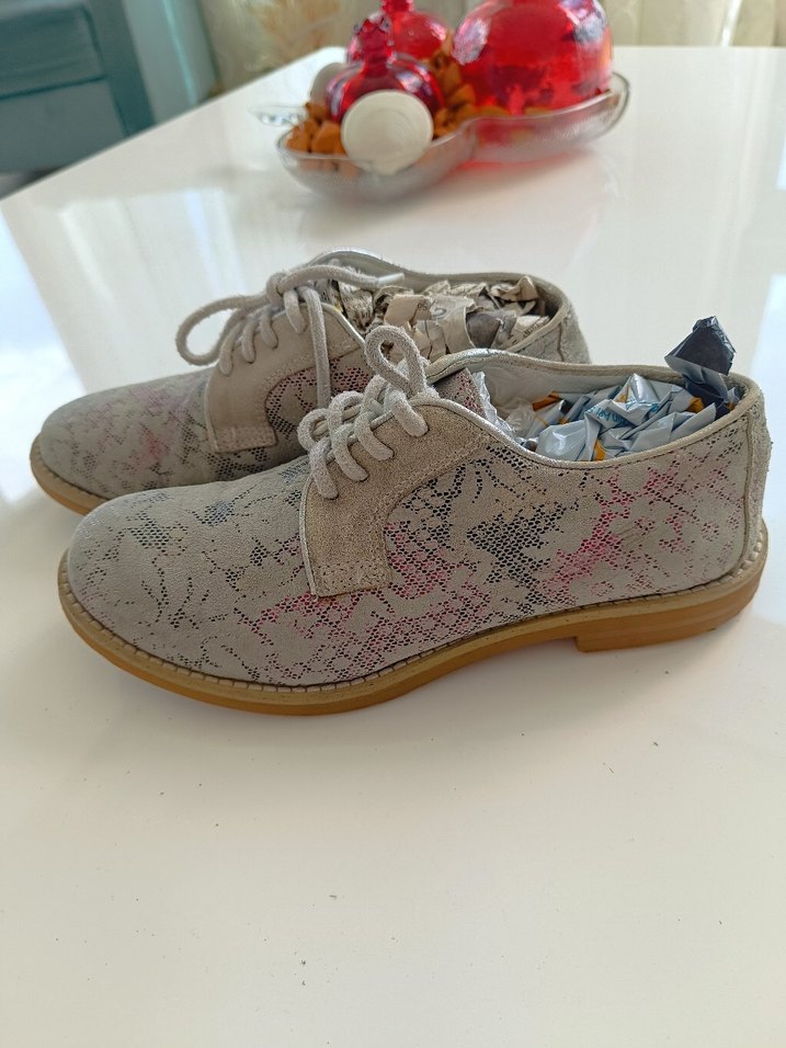 Bağcıklı Erkek Çocuk Bej Batik Ayakkabı - Görsel 4