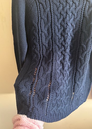 Kadın Lacivert Örgü Uzun Kollu Kazak - Görsel 2