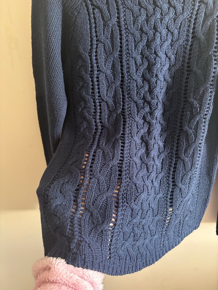 Kadın Lacivert Örgü Uzun Kollu Kazak - Görsel 2