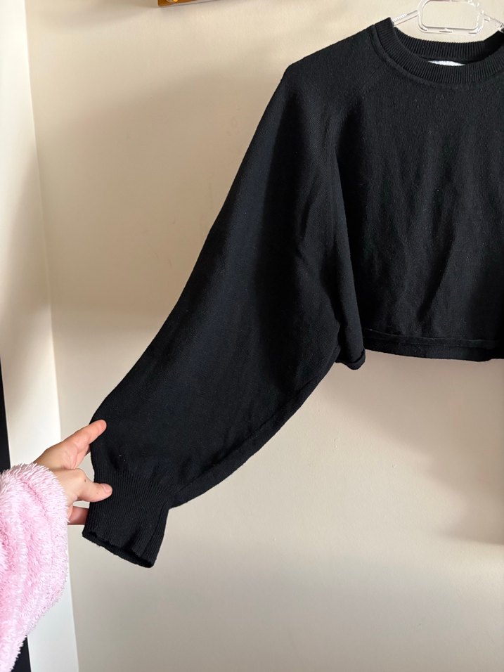 Siyah Kadın Crop triko - Görsel 2