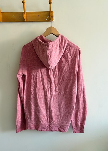 Pembe Kapüşonlu Fermuarlı hırka - Görsel 3