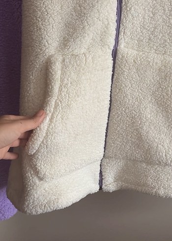 North face Mor Beyaz Fermuarlı Polar Ceket - Görsel 4