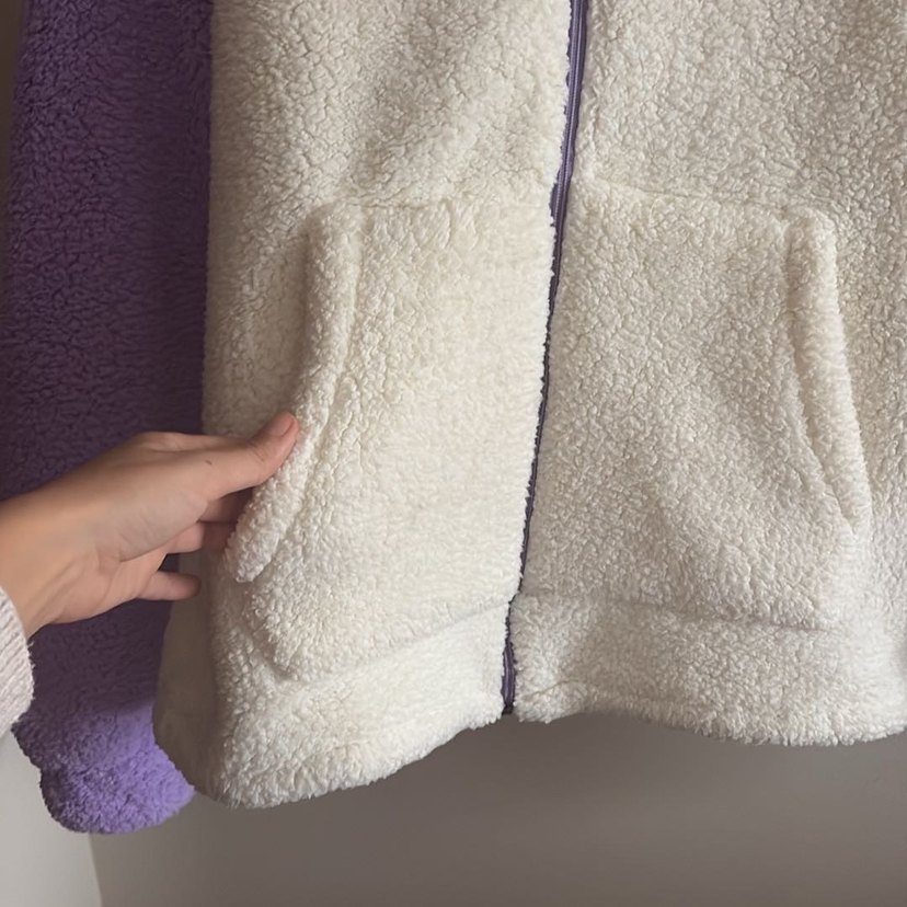 North face Mor Beyaz Fermuarlı Polar Ceket - Görsel 4