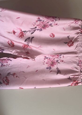 Uzun Pudra Pembe çiçek desenli pijama takımı - Görsel 6