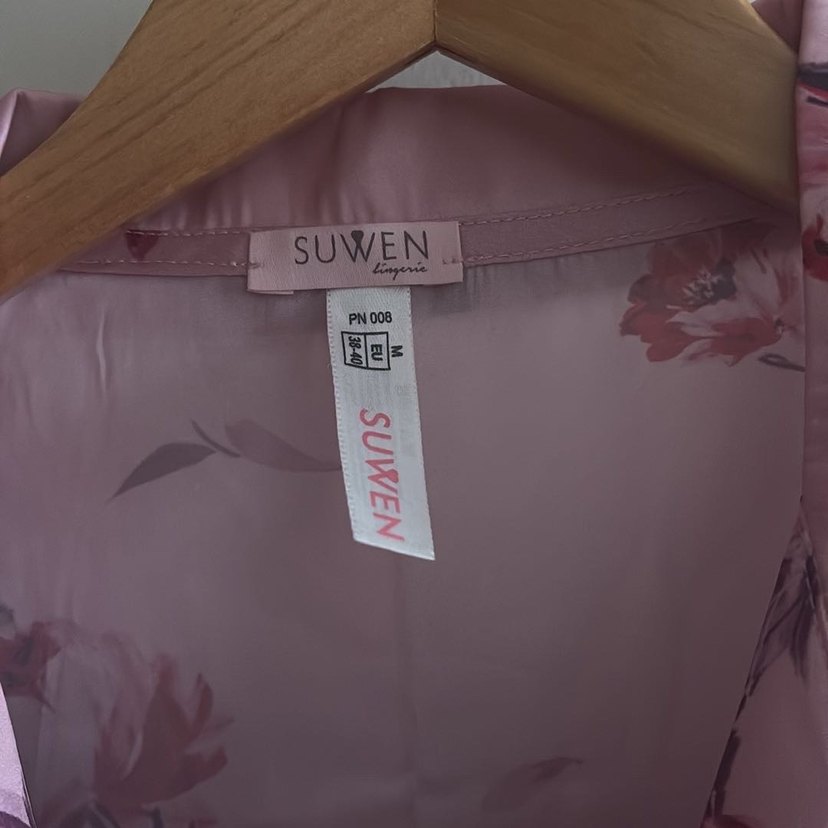 Uzun Pudra Pembe çiçek desenli pijama takımı - Görsel 2