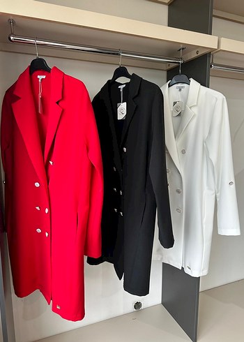 Düğmeli Uzun Kadın Ceket - Görsel 14