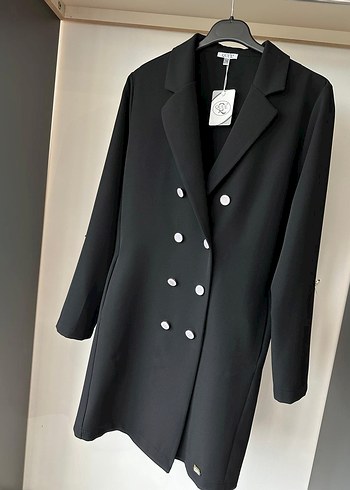 Düğmeli Uzun Kadın Ceket - Görsel 13