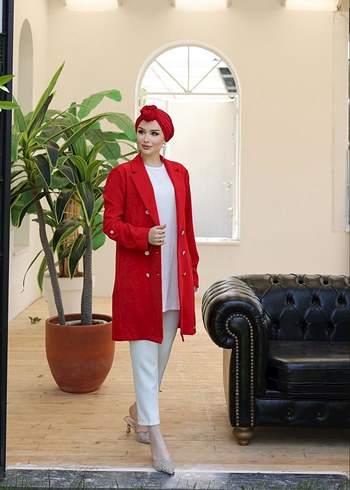 Düğmeli Uzun Kadın Ceket - Görsel 3